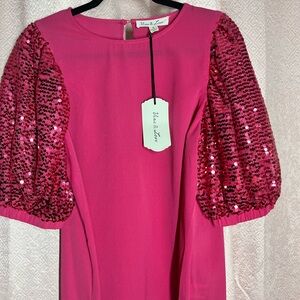 Pink Sequin short sleeved blouse